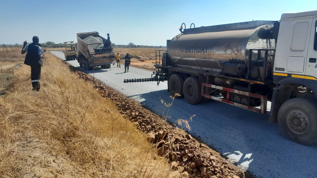 Road tarring in progress — Decade Africa construction crew
