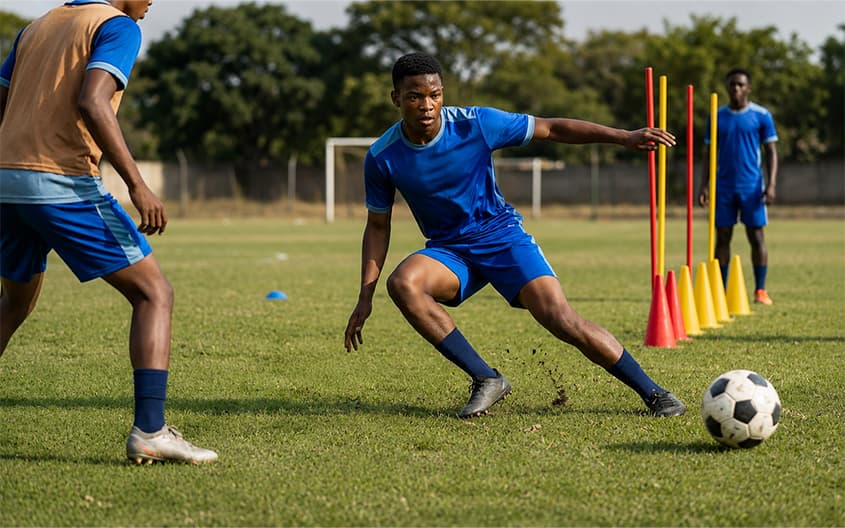 Youth football training session — hero